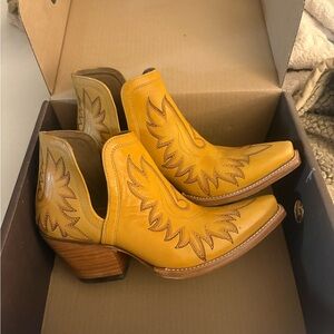 Ariat Yellow Ankle Boots with Brown Accents